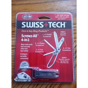 Swiss Tech 4-in-1 Multi-Tool Screwz All + Key Ring (SACSS-2) Brand New Sealed